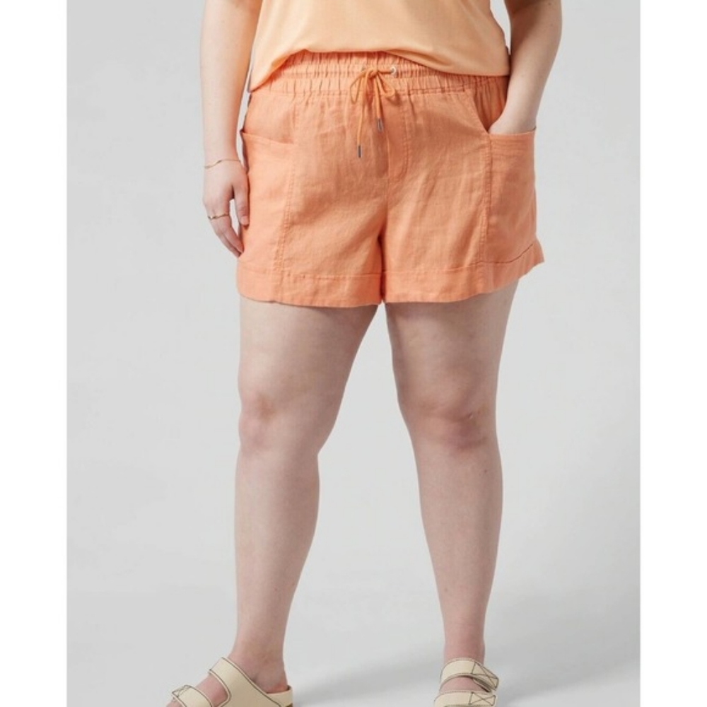 Athleta Cabo Linen 4" Short Size 14 Travel Resortwear Minimalist Quiet Luxury